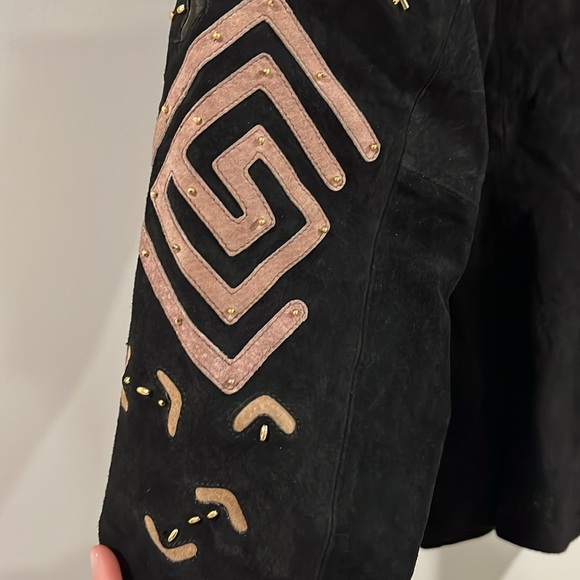 Jon Lawrence Ltd - m, black/tan/red suede jacket, 80s - Picture 7 of 10